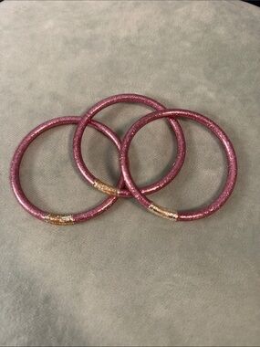 Pink Glitter Jelly Bangle Bracelet Set - Unbranded